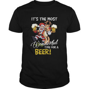 Its The Most Wonderful Time For A Beer Santa Xmas Shirt